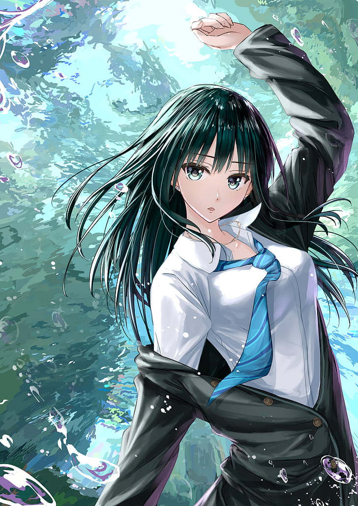 Anime, Anime Girls, Shibuya Rin, Wasser, lange Haare, HD-Hintergrundbild, Handy-Hintergrundbild